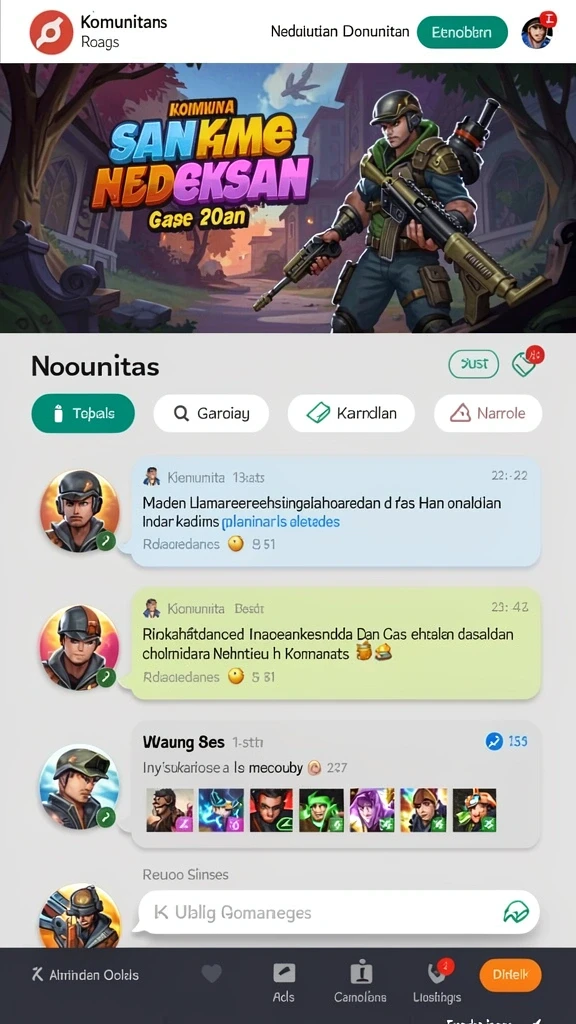 Tampilan utama aplikasi dengan berbagai pilihan slot.