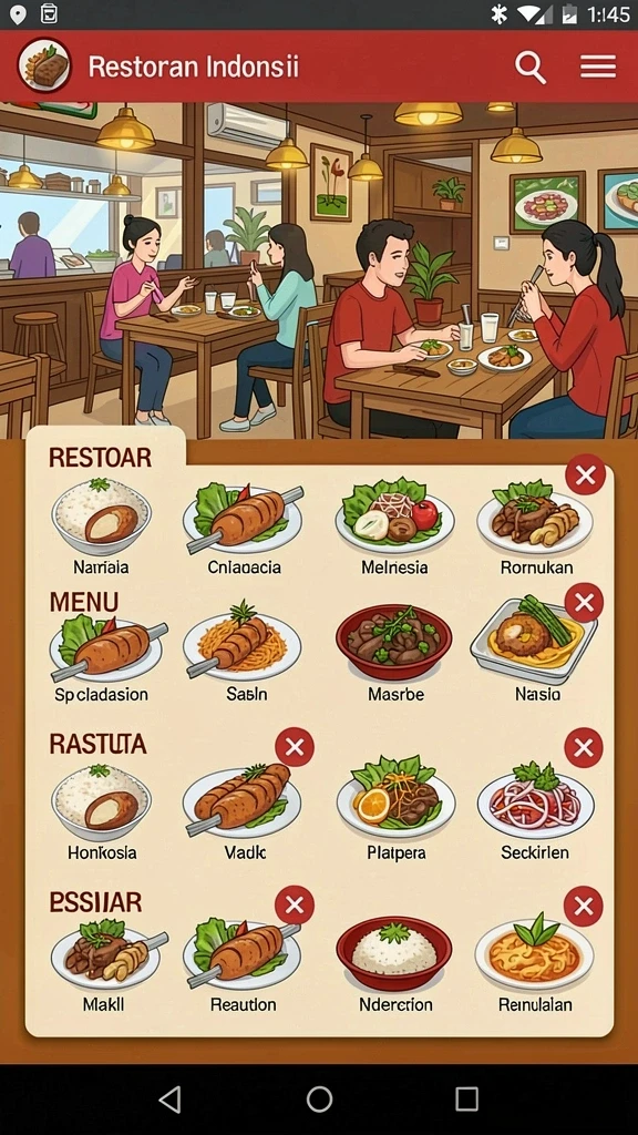 Ilustrasi karakter yang penuh warna dan dinamis.